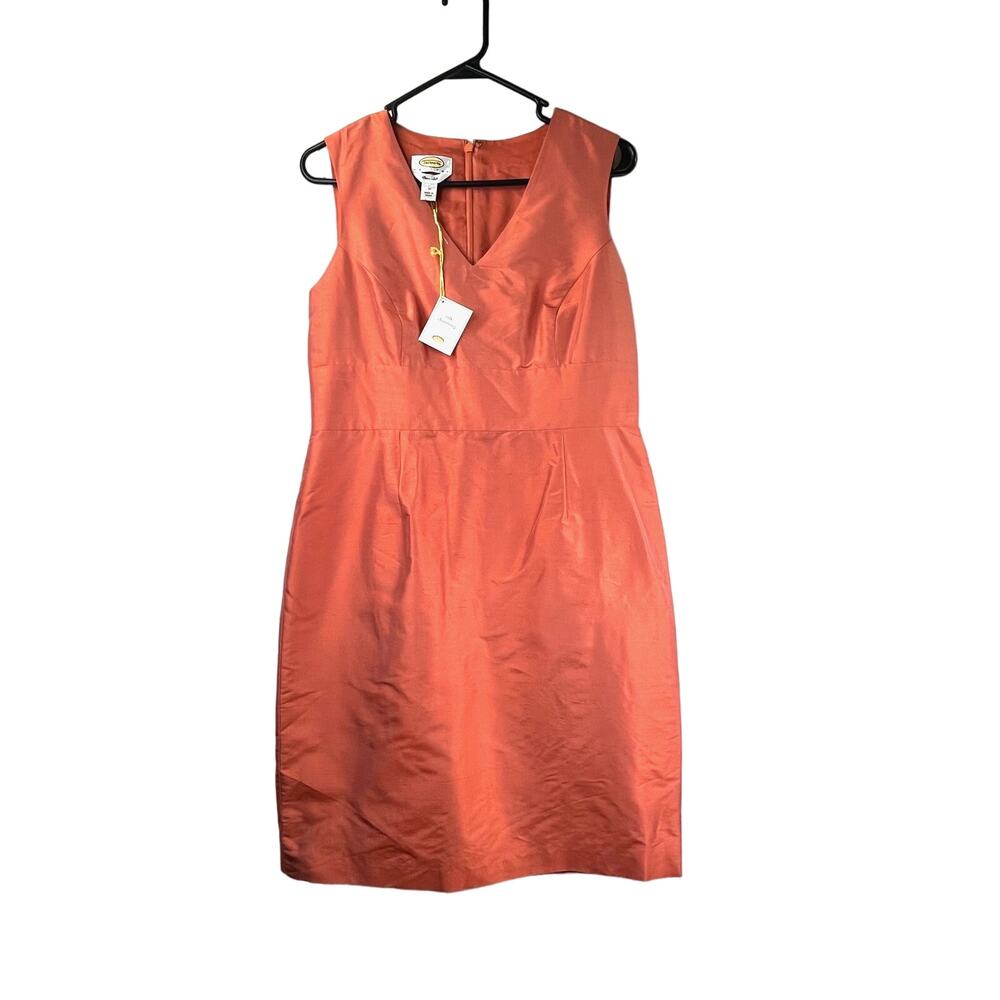 NWT Talbots Silk Shantung Sleeveless Dress in coral, size 10P - Picture 1 of 11